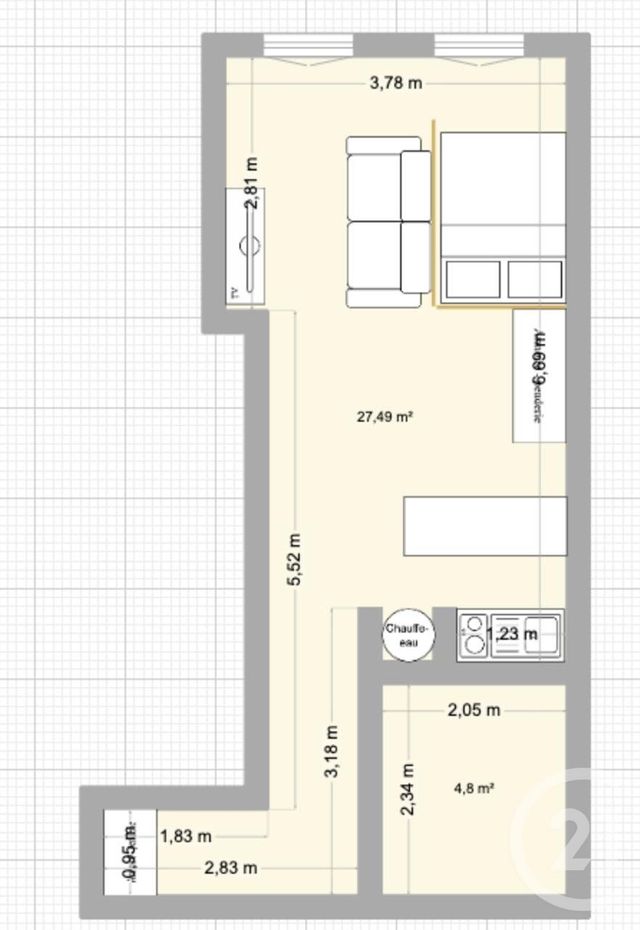 Appartement T1 à vendre - 1 pièce - 30.2 m2 - BORDEAUX - 33 - AQUITAINE - Century 21 Talent Immobilier