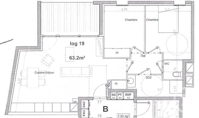Appartement T3 à vendre - 3 pièces - 63.1 m2 - BORDEAUX - 33 - AQUITAINE - Century 21 Talent Immobilier